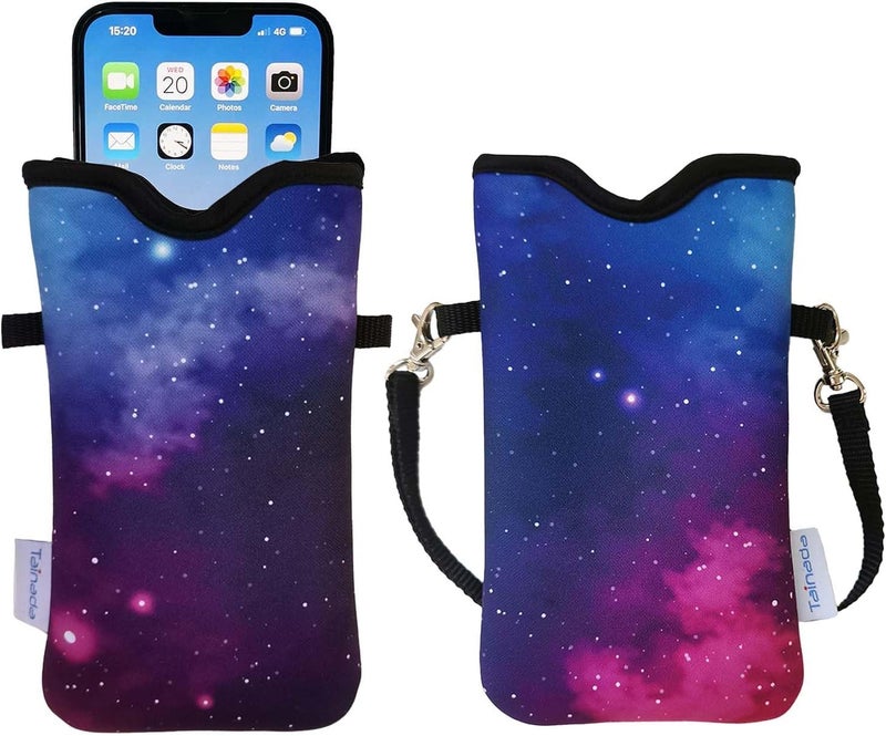 Tainada Men Women Neoprene Phone Sleeve Pouch Case Bag w/Crossbody Strap/Neck Lanyard for iPhone 17/16/15 Pro Max, Air, 16/15 Plus, 16e; Samsung S25, S24, A56; Google Pixel 10, 9a (Galaxy) - Image 1